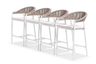Nivala Outdoor Bar Chair Set in White / Biscuit / Pebble / Set of 4_1