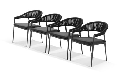 Nivala Outdoor Dining Chair Set in Charcoal / Black / Coal / Set of 4_1