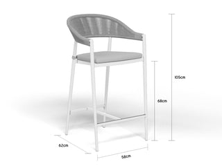 Adele Teak Table & Nivala Chairs | Outdoor Bar Setting in White / Frost Grey / 5pc 140x74cm_3