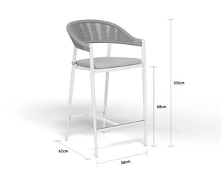 Adele Ceramic Table & Nivala Chairs | Outdoor Bar Setting in White / Light Grey / Frost Grey / 5pc 95x95cm_4