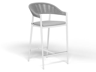 Adele Table & Nivala Chairs | Outdoor Balcony Bar Setting in White / Frost Grey / 5pc 140x63cm_2