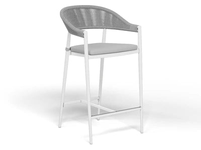 Adele Table & Nivala Chairs | Outdoor Balcony Bar Setting in White / Frost Grey / 4pc 210x42cm_2