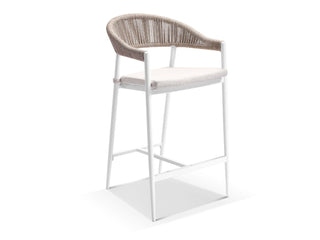 Adele Teak Table & Nivala Chairs | Outdoor Bar Setting in White / Biscuit / 3pc 140x63cm_2