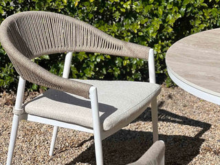 Nivala Outdoor Dining Chair in White / Biscuit / Pebble 4
