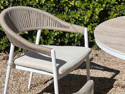 Nivala Outdoor Dining Chair in White / Biscuit / Pebble 4