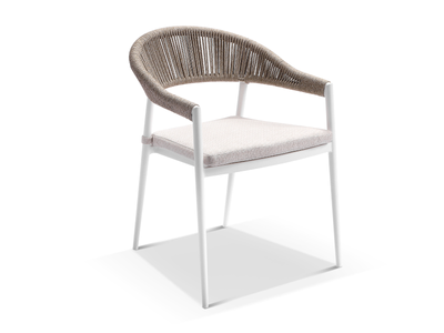 Nivala Outdoor Dining Chair in White / Biscuit / Pebble. - main