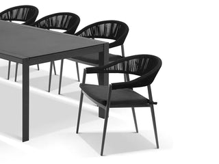 Nivala Outdoor Dining Chair in Charcoal / Black / Coal - close-up.
