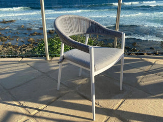 Adele Ceramic Round Table & Nivala Chairs | Outdoor Dining Setting in White / Light Grey / Frost Grey / 7pc 140cm_2