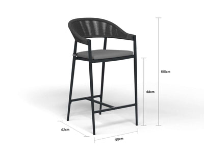 Adele Table & Nivala Chairs | Outdoor Bar Setting in Charcoal / Black / 5pc 95x95cm_3
