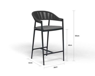 Adele Ceramic Table & Nivala Chairs | Outdoor Bar Setting in Charcoal / Dark Grey / Black / 7pc 220x95cm_3