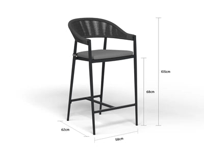 Adele Ceramic Round Table & Nivala Chairs | Outdoor Bar Setting in White / Travertino / Biscuit / 5pc 100cm_8