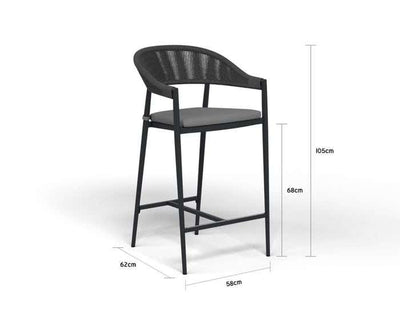 Adele Ceramic Table & Nivala Chairs | Outdoor Bar Setting in Charcoal / Dark Grey / Black / 5pc 165x95cm_5