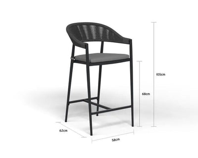 Adele Ceramic Table & Nivala Chairs | Outdoor Bar Setting in Charcoal / Dark Grey / Black / 5pc 95x95cm_4
