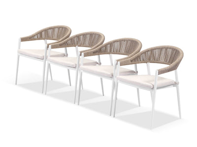 Nivala Outdoor Dining Chair Set in White / Biscuit / Pebble / Set of 4_1