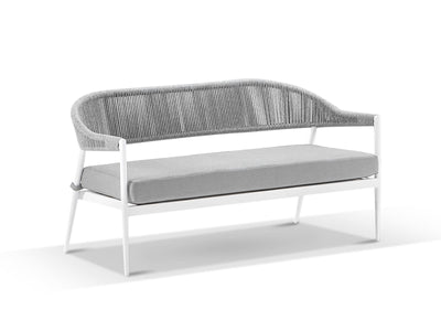 Nivala Sofa Set | Outdoor Lounge Setting in White / Frost Grey  / Grey Ridge 3
