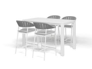 Adele Table & Nivala Chairs | Outdoor Bar Setting in White / Frost Grey / 5pc 165x95cm_1