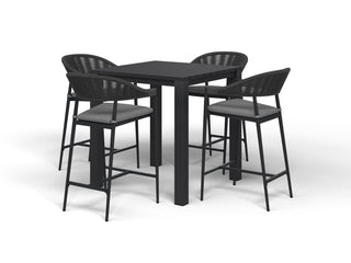 Adele Table & Nivala Chairs | Outdoor Bar Setting in Charcoal / Black / 5pc 95x95cm_1