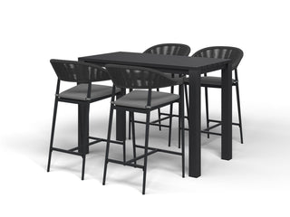 Adele Table & Nivala Chairs | Outdoor Balcony Bar Setting in Charcoal / Black / 5pc 140x63cm_4
