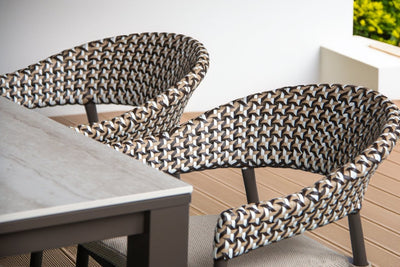 Adina Table & Noosa Chairs | Outdoor Dining Setting in Bronze / Calcite / Coffee / 7pc 165cm 5