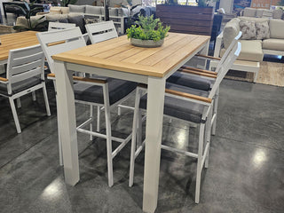FLOORSTOCK SALE - Corfu Bar Table with Twain Teak Bar Chairs 5pc Outdoor Bar Setting_1