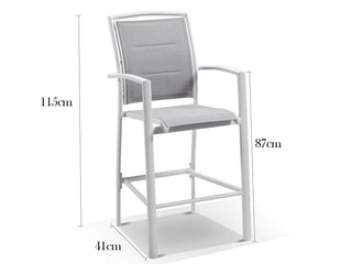 Verde Outdoor Bar Chair in White / Light Grey 2