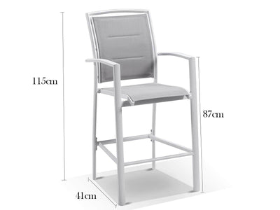 Verde Outdoor Bar Chair in White / Light Grey 2