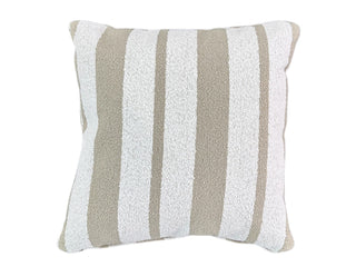 Chester Stripe Outdoor Cushion in Taupe.