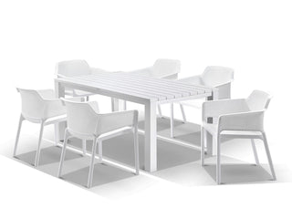 Adele Table & Bailey Chairs | Outdoor Dining Setting in White / 7pc 165cm_1