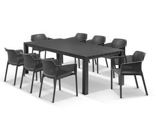 Adele Table & Bailey Chairs | Outdoor Dining Setting in Charcoal / 9pc 220cm_1