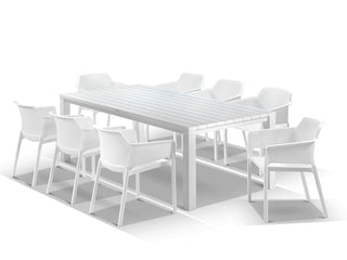 Adele Table & Bailey Chairs | Outdoor Dining Setting in White / 9pc 220cm_1