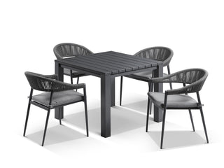 Adele Table & Nivala Chairs | Outdoor Dining Setting in Charcoal / Black / 5pc 95cm_1