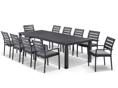 Adele Table & Twain Chairs | Outdoor Dining Setting in Charcoal / 11pc 280cm_1