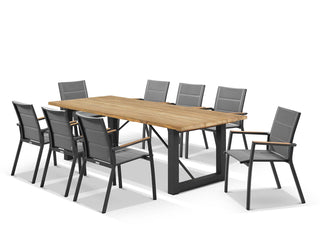 PERTH ONLY SALE -Laguna Table with Sevilla Teak Arm Chairs 9pc Outdoor Dining Setting_1