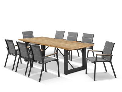 PERTH ONLY SALE -Laguna Table with Sevilla Teak Arm Chairs 9pc Outdoor Dining Setting_1