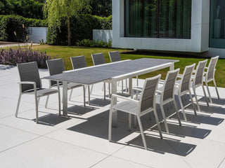 Mona Extension Table & Sevilla Chairs | Outdoor Dining Setting in White / C22 / Light Grey_1