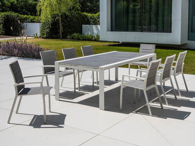 Mona Extension Table & Sevilla Chairs | Outdoor Dining Setting in White / C22 / Light Grey_2