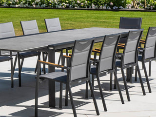 Mona Ceramic Extension Table with Sevilla Teak Arm Chairs -13pc Outdoor Dining Setting_8