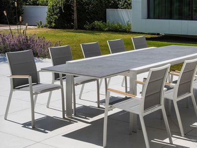 Mona Ceramic Extension Table with Sevilla Teak Arm Chairs -11pc Outdoor Dining Setting_6