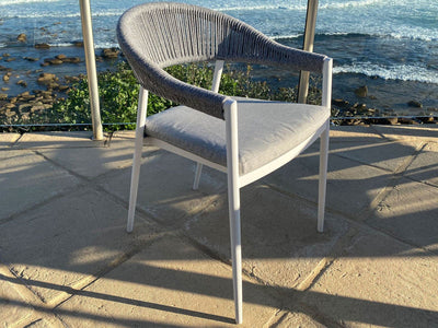 Adele Table & Nivala Chairs | Outdoor Dining Setting in White / Frost Grey / 11pc 280cm_5