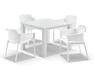 Adele Table & Bailey Chairs | Outdoor Dining Setting in White / 5pc 95cm_1