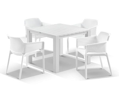 Adele Table & Bailey Chairs | Outdoor Dining Setting in White / 5pc 95cm_1