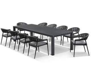 Adele Table & Nivala Chairs | Outdoor Dining Setting in Charcoal / Black / 11pc 280cm_1