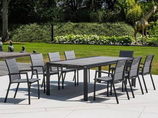 Mona Extension Table & Sevilla Chairs | Outdoor Dining Setting in Charcoal / C22 / Dark Grey_6