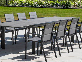 Mona Extension Table & Sevilla Chairs | Outdoor Dining Setting in Charcoal / C22 / Dark Grey_2