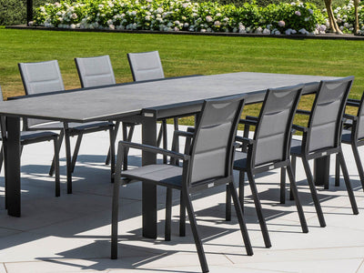 Mona Extension Table & Sevilla Chairs | Outdoor Dining Setting in Charcoal / C22 / Dark Grey_2