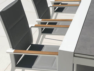 Mona Ceramic Extension Table with Sevilla Teak Arm Chairs -11pc Outdoor Dining Setting_7