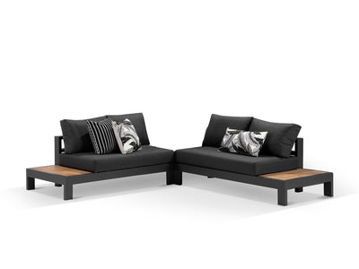 Aspen Teak Platform | Outdoor Lounge Setting in Charcoal / Sooty / Dark Grey / 4 Seater 2LH-2RH / Without Coffee Table_1