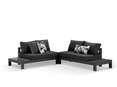 Aspen Ceramic Platform | Outdoor Lounge Setting in Charcoal / Sooty / Dark Grey / 4 Seater 2LH-2RH / Without Coffee Table_2