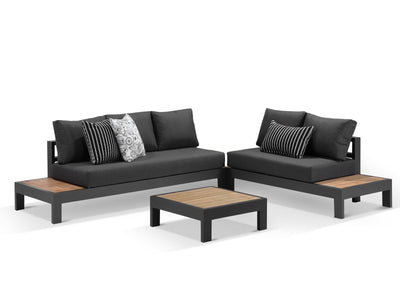 Aspen Teak Platform | Outdoor Lounge Setting in Charcoal / Sooty / Dark Grey / 5 Seater 2LH-3RH / Aspen Corner Table_8