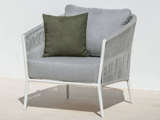 Gizella Outdoor Armchair in White / Light Grey / Grey Chine